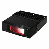 Red LED line projector with lens, 50 W, producing a red laser line for safety line light marking. Used to visually demarcate boundaries, walkways, or hazard zones in industrial environments. Includes LED projector and lens assembly