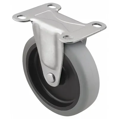 SHEPHERD CASTER Plate Caster: Rigid, No Brake, Polyurethane, 4 in Wheel Dia., 1 in Wheel Wd - General-Purpose NSF-Listed Sanitary Plate Casters