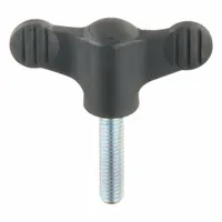 KIPP Hand Knob: Wing, Plastic w/ Steel Thread, 3/8"-16 Thread, 40 mm Thread Lg, 75 mm Dia (MPN K0274.2A4X40)
