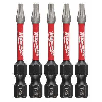MILWAUKEE Driver Bit: Power Bit, T15 Bit Size, Imperial, Torx Head, T15 Bit Industry Size - Impact Torx Bits