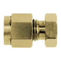 This brass compression fitting cap is designed to seal the end of 1/2 in OD tubing in fluid power systems. It features a double-ferrule design for secure connections and is supplied clean and bagged. Compatible with Parker fitting brands