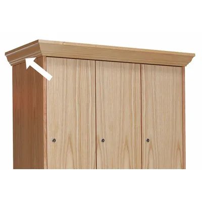 HALLOWELL End Crown Molding for 18 in Wide x 18 in Deep Solid - Crown Molding for Solid Wood Wardrobe Lockers
