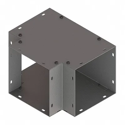 HOFFMAN Wireway Tee: 6 in Wd, 6 in Ht, 16 ga Gauge, 1, Screw-On Cover, Steel - Tees for Indoor Wireways