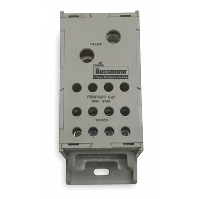 BUSSMANN Power Distribution Block: Finger-Safe, Lug, Lug - Finger-Safe Blocks with Lugs