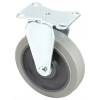 APPROVED VENDOR Plate Caster: Rigid, No Brake, Rubber, 4 in Wheel Dia, 1 1/4 in Wheel Wd, Delrin