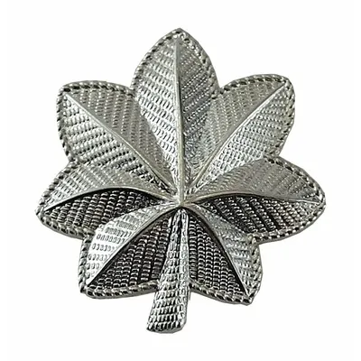 HEROS PRIDE Metallic Insignia, Leaf, 1 in, Silver, Pin and Safety Catch