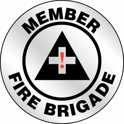 ACCUFORM Hard Hat Label: Member Fire Brigade, 2 1/4 in Dia, English, Engineer-Grade Retroreflective - Safety