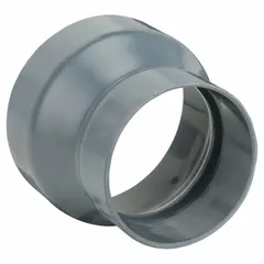 PVC duct reducer transitions airflow from a 9-inch inlet to a 7-inch outlet. Designed for use in ventilation systems to connect ducts of different diameters. Overall length of 10 inches.