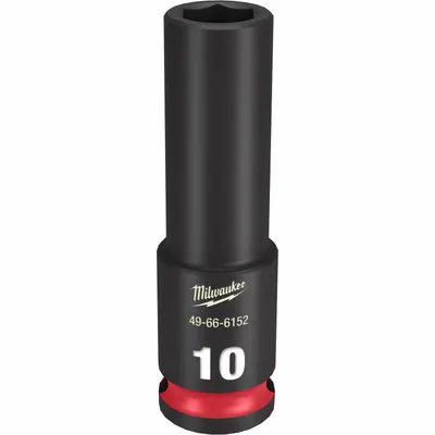 MILWAUKEE Deep Impact Socket: 3/8 in Drive Size, Metric, 10 mm Socket Size, 6-Point - 3/8" Drive Impact Sockets