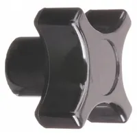 This 4-arm knob features a thermoset construction with a 1.5 in diameter and a 5/16"-18 threaded hole. Designed for manual adjustment and clamping applications, it provides a secure grip for hand-tightening in industrial machinery, jigs, and fixtures