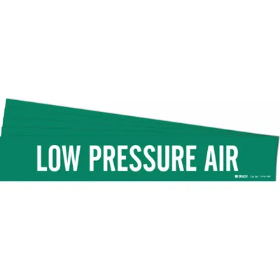 BRADY Pipe Marker: Low Pressure Air, Green, White, Fits 8 in and Larger Pipe O.D. - Low Pressure Air Adhesive Pipe Markers