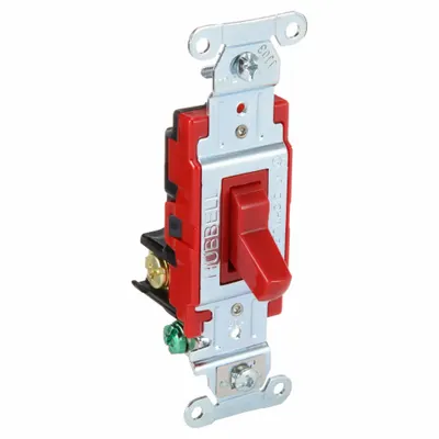 BRYANT Wall Switch: Toggle Switch, 3-Way, Maintained, Red, 120/277V AC - Toggle Wall Switches