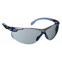 3M Safety Glasses: Gray Lens, Frameless, Scotchgard™ Anti-Fog, Black/Blue Frame (MPN S1102SGAF)