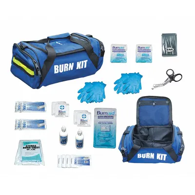 EMI Emergency Advance Burn Kit: 24 Components, Nylon, Bag, Blue, No Medication Included - Duffel Bag Trauma Kits