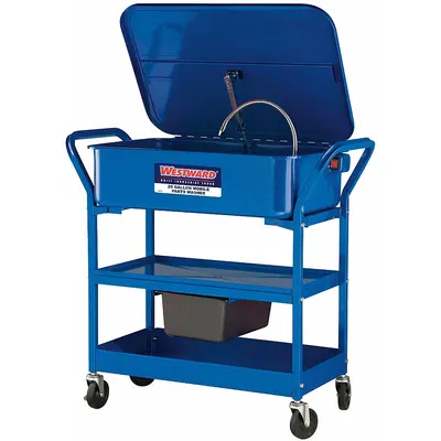 WESTWARD Parts Washer: For Water-Based Solution Base Type, Flush, Steel, 20 gal Fluid Capacity - Mobile Parts Washers