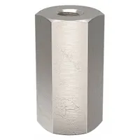 This aluminum female x female hex standoff has a plain finish and a 1/2 in overall length. It is used to create precise spacing between two threaded components in electronic enclosures, control panels, and industrial assemblies. The female x female design allows secure mounting without exposed threads. Sold in a 10-pack
