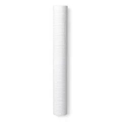 Solid water filter cartridge with polypropylene filter media. Rated for 30 gpm flow and 28 micron filtration. Overall height 30 inches. Used for sediment filtration in industrial water systems, including pre-filtration for reverse osmosis and cooling tower applications.