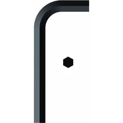 This L-shaped hex key is made of alloy steel with a black finish. It features a 2-inch SAE tip size and a short length, with two tips. Commonly used for turning SAE fasteners in maintenance, assembly, and repair tasks.