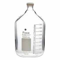 Safety Coated Wide Mouth Round Glass Lab Bottle, 10 L, GL45, Colorless, Graduated