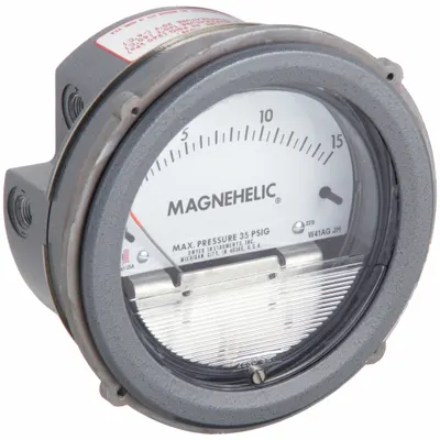 Dwyer Differential Pressure Gauge: Back/Single-Side, 1/8 in NPT Female, 2000 - Low Operating Pressure Differential Gauges