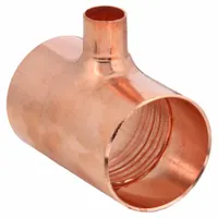 NIBCO Sweat Fitting Tee: 2 in CTS x 2 in CTS x 1/2 in CTS, Cup x Cup x Cup, Wrot Copper (MPN 611R 2X2X1/2)