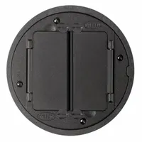 HUBBELL WIRING DEVICE-KELLEMS Floor Box Cover and Tile Flange: Round, Black, Cast Aluminum, Smooth (MPN S1TFCBL)