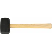 Rubber Mallet: Wood Handle, 16 oz Head Wt, 2 1/2 in Dia, 3 7/8 in Head Lg, 14 in Overall Lg, Black (MPN 51-104)