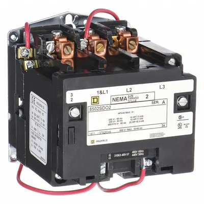 SQUARE D NEMA Magnetic Contactor: Non-Reversing, 3 Poles, NEMA Size 2, 45 A - Non-Reversing NEMA Contactors