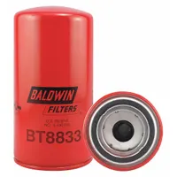 Spin-on hydraulic filter with cellulose media for hydraulic fluid filtration. Features a 2-16 thread size and includes a 35 psid bypass valve. Compatible with Hyundai vehicles. Used in hydraulic and transmission systems to remove contaminants from fluid