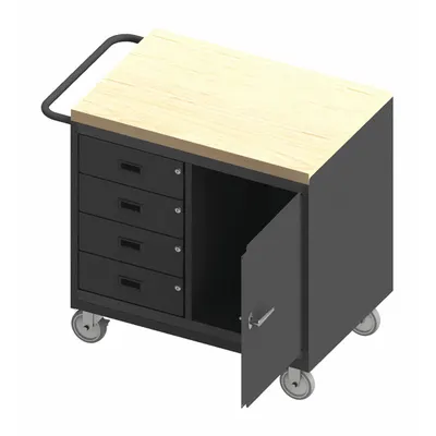 DURHAM MFG 3121-MT-95 Mobile Cabinet Bench with Drawers - Mobile Cabinet Benches with Drawers