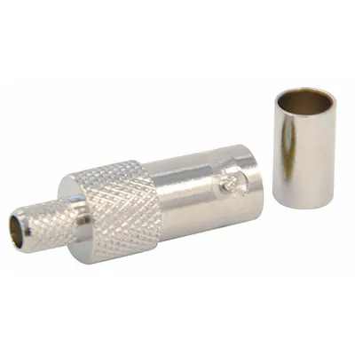 DOLPHIN COMPONENTS CORP BNC Female Connector, Crimp-On, 3 Piece, Silver, 10 Pack - BNC Coaxial Connectors