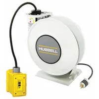 HUBBELL WIRING DEVICE-KELLEMS Extension Cord Reel: Ratchet Lock, 45 ft Cord Lg, 12 AWG, SJOW, 5-20P (MPN HBLI45123GF20)