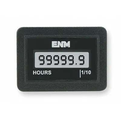 ENM Hour Meter: Hour Meters, Front Panel Mounting, Digital, 1/2 in x 1 1/4 in