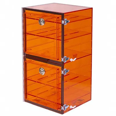 PLAS-LABS Acrylic Desiccator with Gas Port: Rectangular, 0.88 cu ft Capacity, Acrylic - Non-Vacuum Desiccators