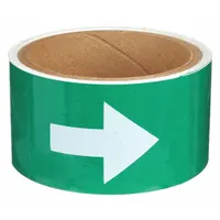 Pipe Marker: Green, White, 12 in Wd, Vinyl, 12 in Roll Wd, 2 in Lg (MPN 73949)