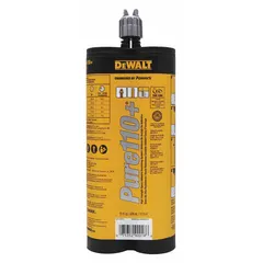 This DEWALT epoxy anchor adhesive is a dual-cartridge system with a 1:1 mixing ratio, supplied with a mixing nozzle. It is compatible with concrete and adhesive anchors from 3/8 to 1-1/4 in. ICC approved for both cracked and un-cracked concrete. Used for anchoring threaded rod or rebar into concrete.