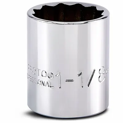 PROTO Socket: SAE, 1/2 in Drive Size, 1 1/8 in Socket Size, 12-Point, Std, Chrome - 1/2" Drive Hand Sockets