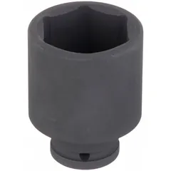 This 3/4" drive impact socket features a 2 in SAE, 6-point deep design with a black phosphate finish. It is used for heavy-duty fastening tasks on industrial equipment, automotive repair, and construction machinery, providing secure grip on large bolts and nuts in high-torque applications.