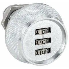 Zinc die-cast, chrome-plated combination cam lock with a 1 1/4 in straight cam length. Used to secure cabinets, lockers, and enclosures in industrial, commercial, and institutional settings.