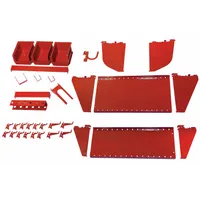 WALL CONTROL Toolboard Accessory Kit: 29 Hooks, 3 Bins, Red, Steel, Powder Coated (MPN 35-K-WRKRD)