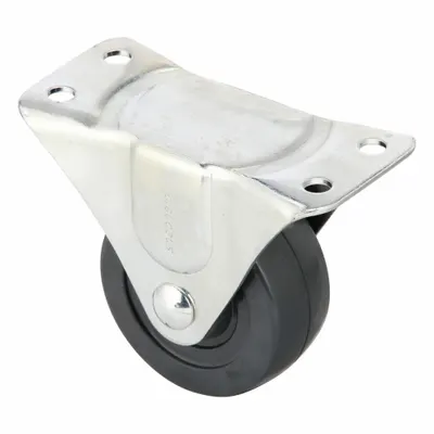 SHEPHERD CASTER Plate Caster: Rigid, No Brake, Rubber, 3 in Wheel Dia., 1 1/4 in Wheel Wd - General-Purpose NSF-Listed Sanitary Plate Casters
