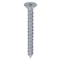 This flat-head concrete screw anchor is designed for fastening fixtures, brackets, and equipment to concrete, brick, or block. Made from 410-grade stainless steel, it offers corrosion resistance for indoor and outdoor use. The anchor is removable and comes in a 100-pack with inch measurements