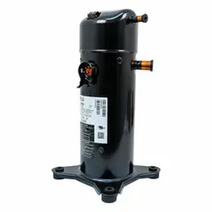 Hermetic scroll compressor for R-410A refrigerant systems. Provides 51,000 BtuH cooling capacity at 5 hp. Discharge line connection size is 1/2 in. Suitable for commercial HVAC and refrigeration applications such as rooftop units, air handlers, and split-system condensing units.
