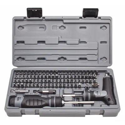 PROTO Multi-Bit Screwdriver: Proto, 21 or More Tips, 91 Pieces, 91 Bits, Alloy Steel - Precision Combination Multi-Bit Screw & Nut Driver Kits