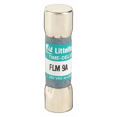 LITTELFUSE Fuse: FLM Series, Midget, Time-Delay, 9 A, 250 V AC, 13/32 in x 1 1/2 in - Time-Delay Cylindrical Fuses
