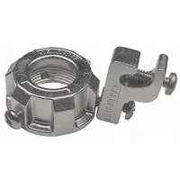 Non-insulated grounding bushing made from 316 stainless steel with a polished finish. Trade size 3/4 in, overall length 1 17/32 in. Used in conduit systems to provide a grounding connection in environments requiring corrosion resistance