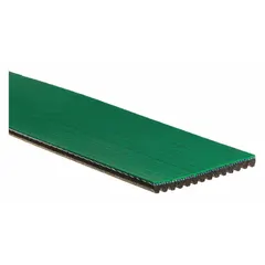 V-ribbed belt with K Belt Trade Size, effective length 49 5/8 in. Aramid reinforcing cord provides strength for serpentine drive systems. Used in automotive engines and industrial machinery to drive alternators, water pumps, and compressors.