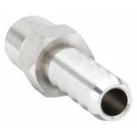 Barbed Fitting Adapter: Barbed/Threaded, 1/2 in ID x 1/2 in Pipe Fitting Size, Stainless Steel (MPN 8-8 B2HF-SS)