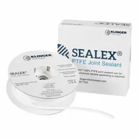 White PTFE tape for fabricating custom gaskets on flanged joints, pipe connections, and pump seals. Rated for continuous service from -321°F to 500°F. Measures 1 inch wide by 80 feet long