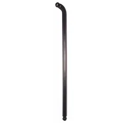Metric L-shaped hex key with 4 mm tip size, long length, and 3/8 in handle. Made from alloy steel with black oxide finish. Used for driving hex socket screws and bolts in assembly, maintenance, and repair tasks.